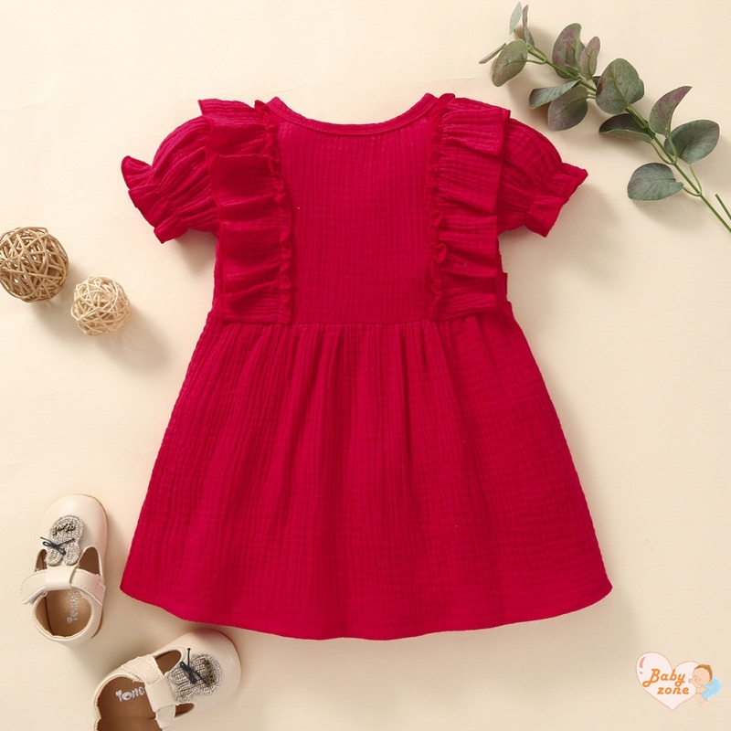 Đầm Tay Phồng Ngắn Dài Ngang Gối Thời Trang Mùa Hè Xinh Xắn Cho Bé Gái 0-24 Tháng Tuổi