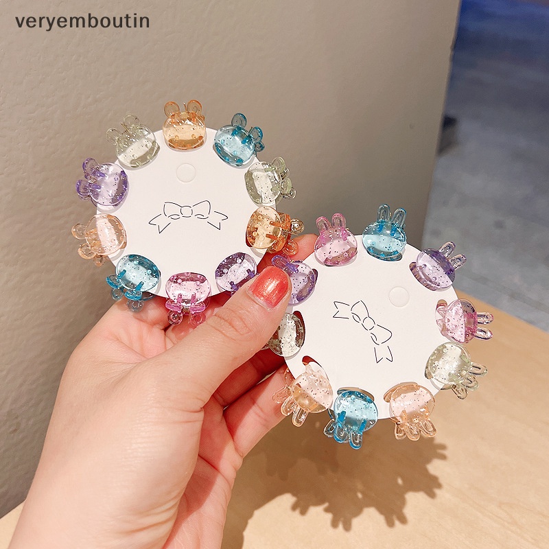 Kẹp Tóc Mini Bằng Nhựa Trong Suốt Hình Gấu / Thỏ Dễ Thương Cho Nữ