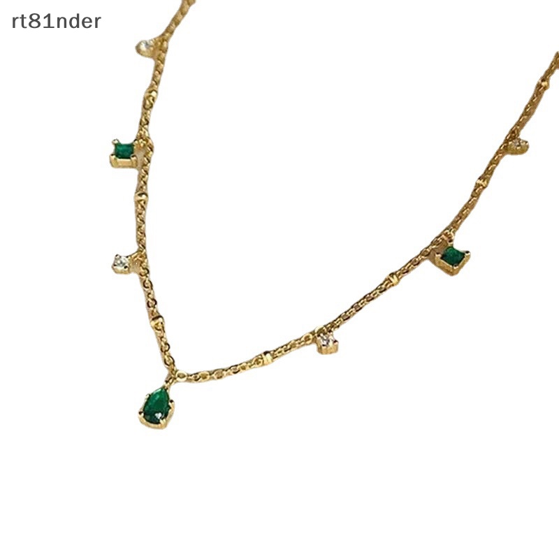 Rt Vòng cổ Đính Đá Ngọc Lục Bảo Tinh Tế Phong Cách Retro Cho Nữ