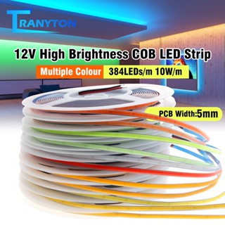 Dây Đèn Led COB Nhiều Màu Cao Cấp DC12V 5M 384led / m 5mm Ánh Sáng Đỏ / Vàng / Xanh Dương / Hồng Linh Hoạt Trang Trí Nhà Cửa / Xe Hơi