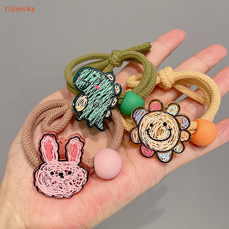 Dây Cột Tóc Acrylic In Họa Tiết Hoạt Hình Graffiti Màu Kẹo Phong Cách Hàn Quốc Xinh Xắn Cho Nữ