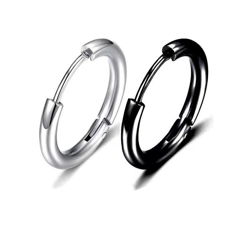 1 Khuyên Tai Tròn Đơn Giản Bằng Thép Không Gỉ Kích Thước 8mm-20mm Hàng Mới Dành Cho Nam Và Nữ