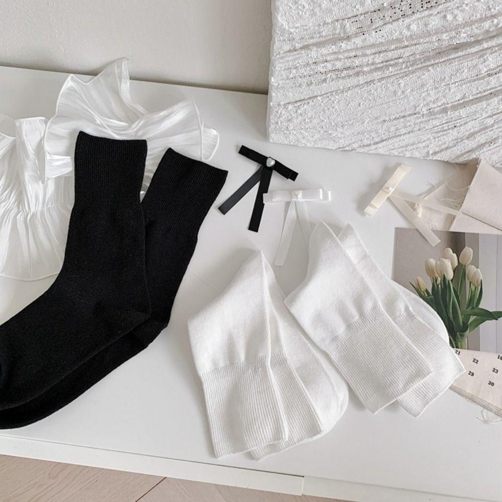 MIQUEL Vớ Cotton Đính Nơ Hàn Quốc Y2K Tươi Mới Cho Nữ