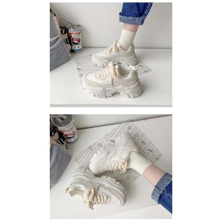 🔥 Giày 🔥 thể thao nữ nhẹ màu đen và trắng thoáng khí giày đế cao Giày Thể Thao Nữ Đế Độn giày sneaker nữ