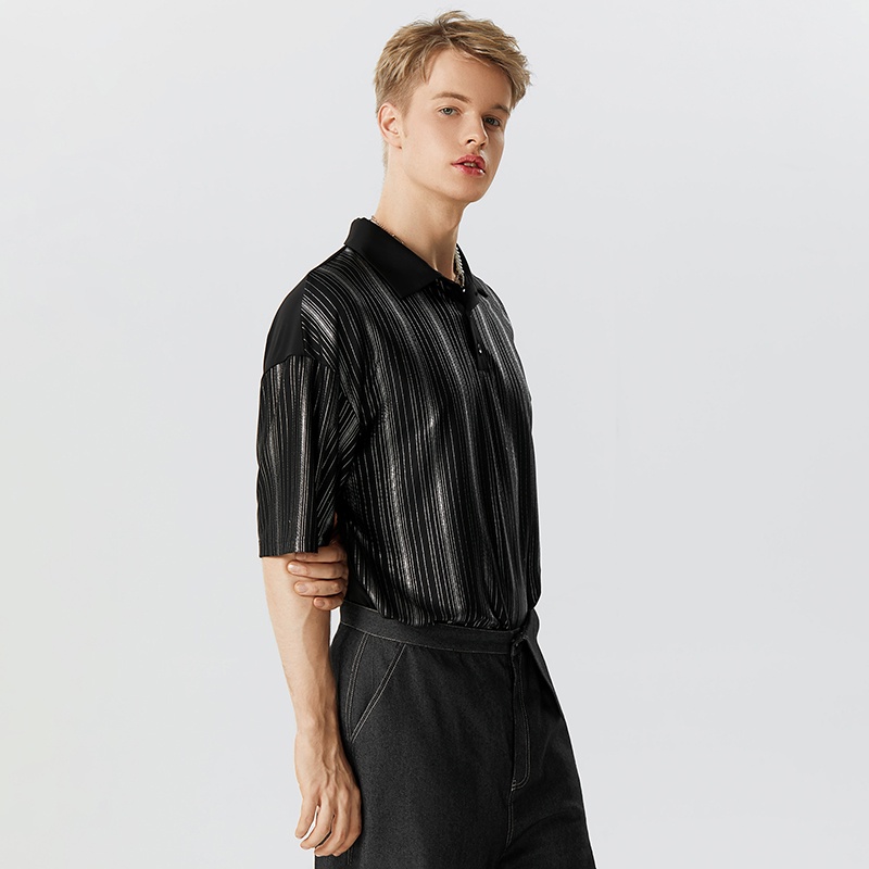 INCERUN Áo Thun POLO Ngắn Tay Họa Tiết Kẻ Sọc Trẻ Trung