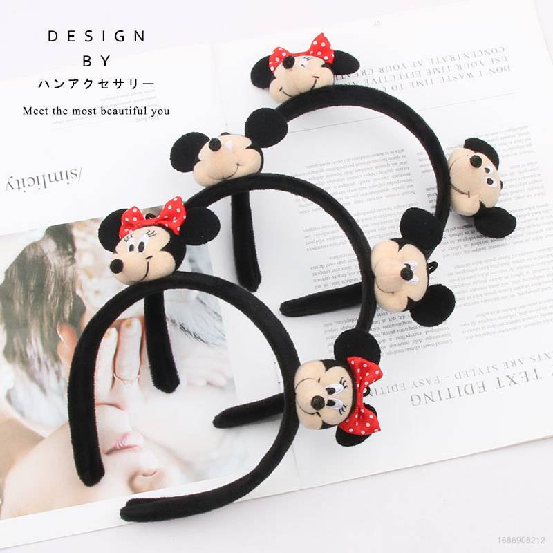 Disney Băng Đô Cài Tóc Hình Chuột Mickey Minnie Bằng Lông Nhung Dễ Thương Xinh Xắn