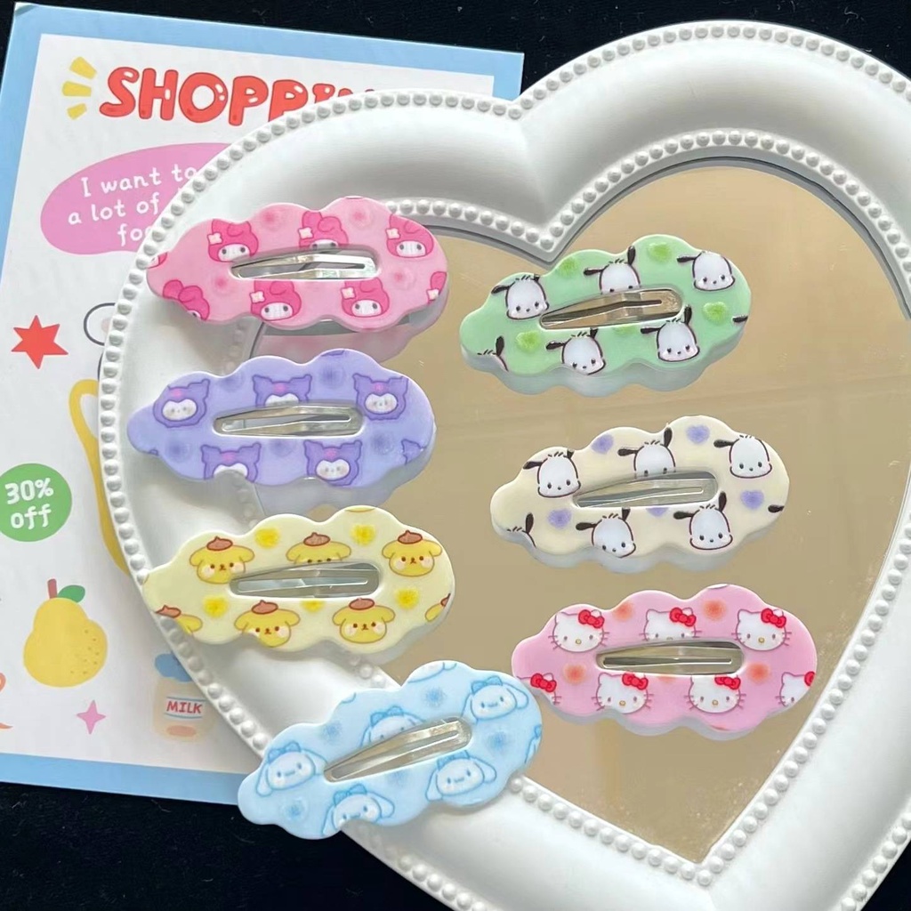Kẹp Tóc Sanrio Pochacco Kuromi HelloKitty Pompom Purin Ngọt Ngào Cá Tính Thời Trang Cho Nữ