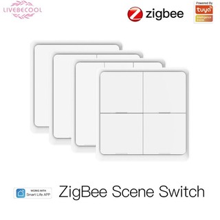 Tuya Smart Zigbee Wireless Sticker miễn phí Công tắc nút cảnh bảng điều khiển 4 chiều Tuya Smart Zigbee Wireless Sticker miễn phí Bảng điều khiển cảnh 4 chiều livebecool