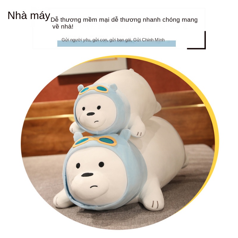 Gối Tựa Đầu Hình Gấu Bắc Cực Nhồi Bông Mềm Mại Dễ Thương Cho Bé Gái