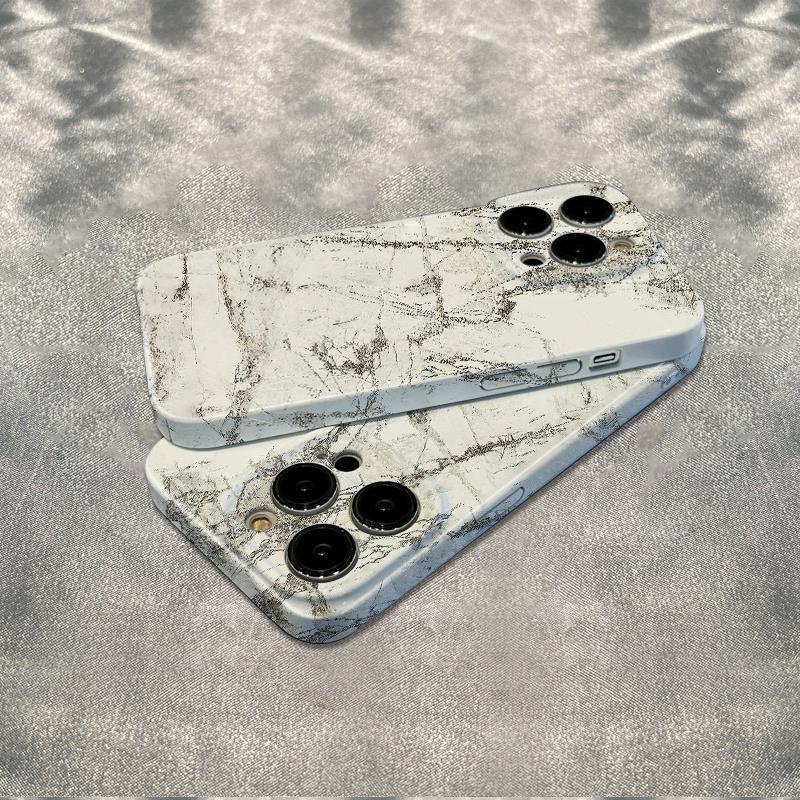 Ốp Điện Thoại Họa Tiết Đá Hoa Cương Màu Trắng Chống Sốc Cho iPhone1278 max 13 6In14Pro LQSN