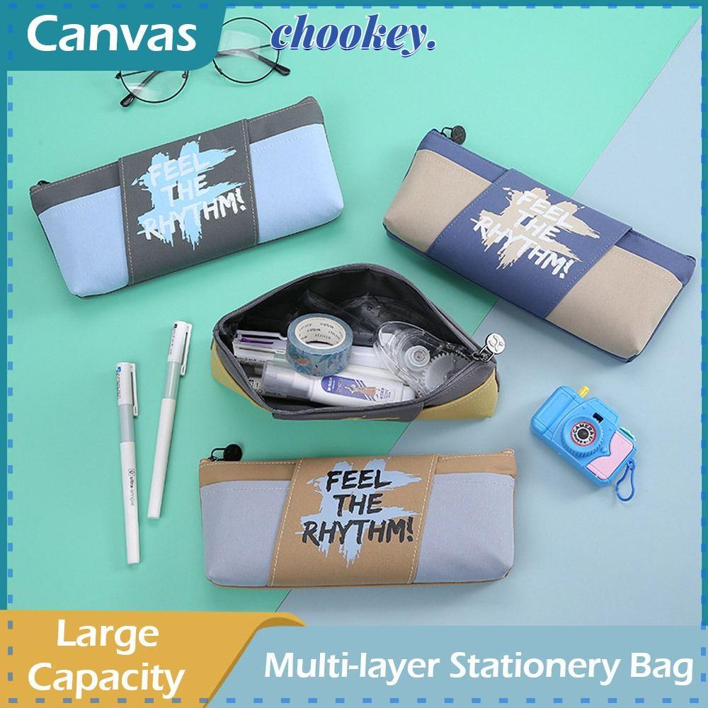 CHOOKEY Túi Đựng Bút Bằng Vải Canvas Cỡ Lớn Thiết Kế Giản Dị Ốp