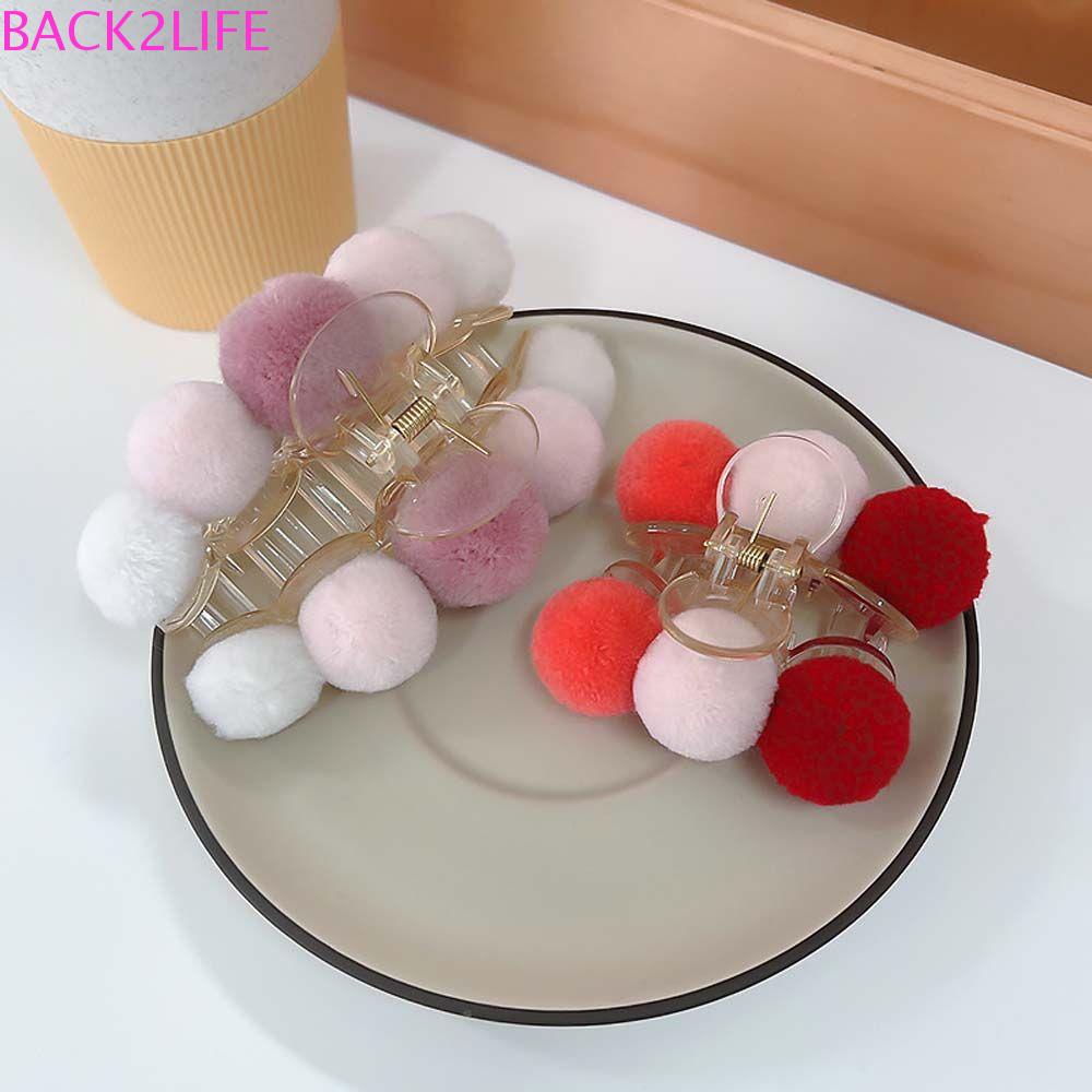 Kẹp Tóc Càng Cua Đính Bóng Lông Nhiều Màu Sắc Thời Trang Cho Nữ BACK2LIFE