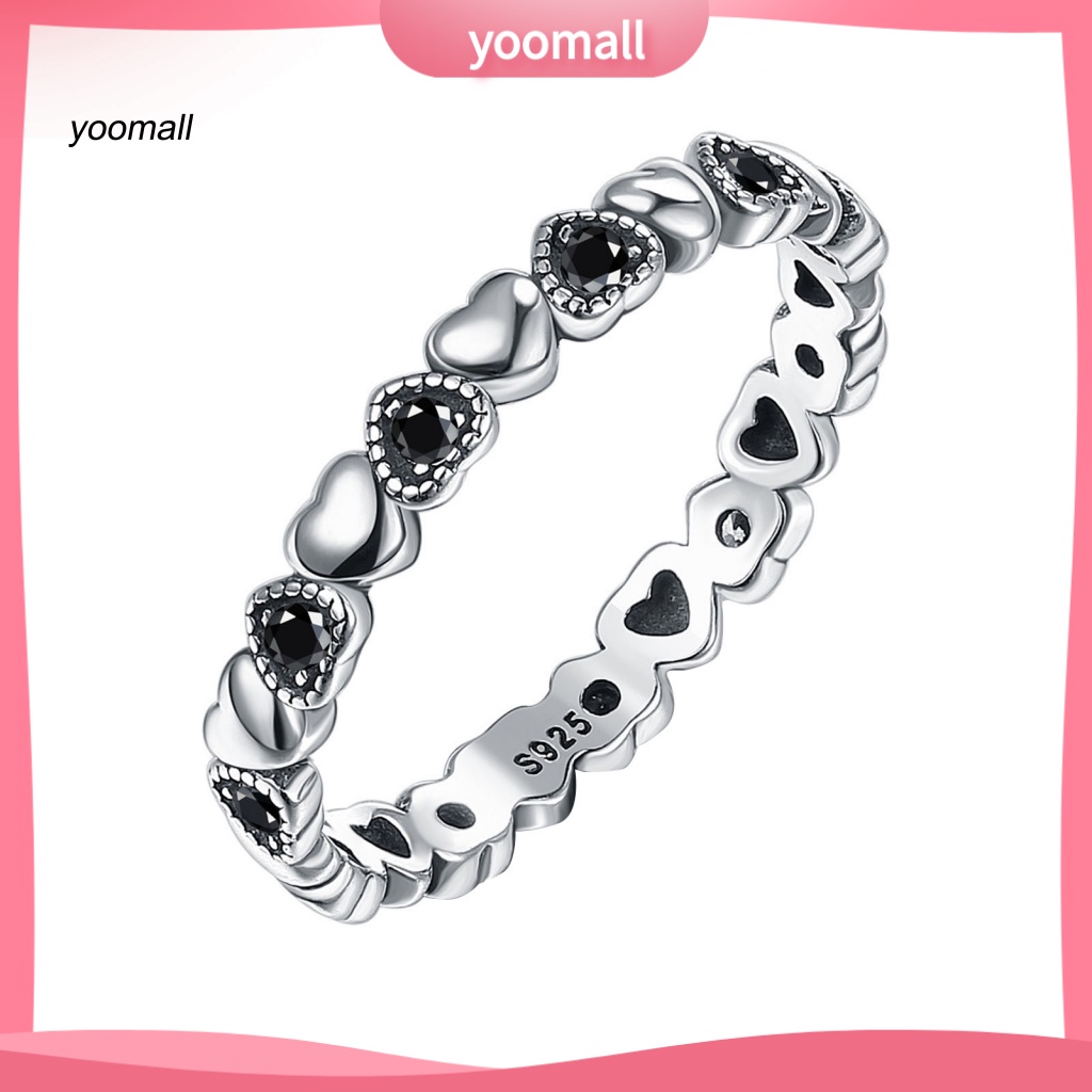 Nhẫn Hình Trái Tim Đính Đá Zircon Thời Trang