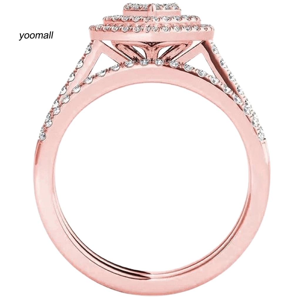 Set 2 Nhẫn Đeo Tay Kim Loại Đính Đá Thời Trang Cho Nữ