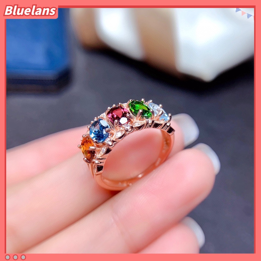 [BLS] Nhẫn Dạng Hở Đính Pha Lê Tự Nhiên Nhiều Màu Cho Nữ