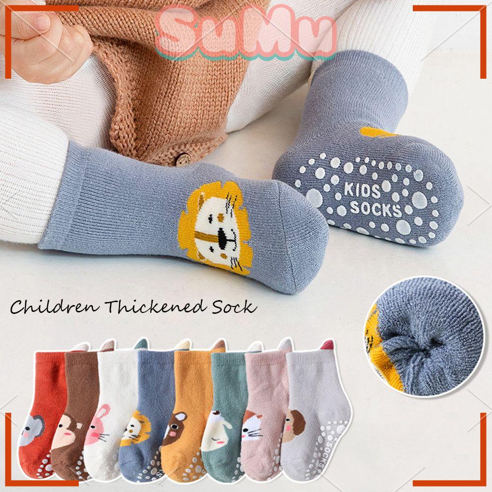 Đôi Vớ Giữ Ấm Chống Trượt Bằng Vải Cotton In Hoạt Hình Dành Cho Trẻ Em