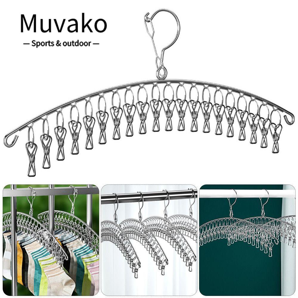 MUVAKO Móc Treo Quần Áo Bằng Thép Không Gỉ Tiết Kiệm Không Gian