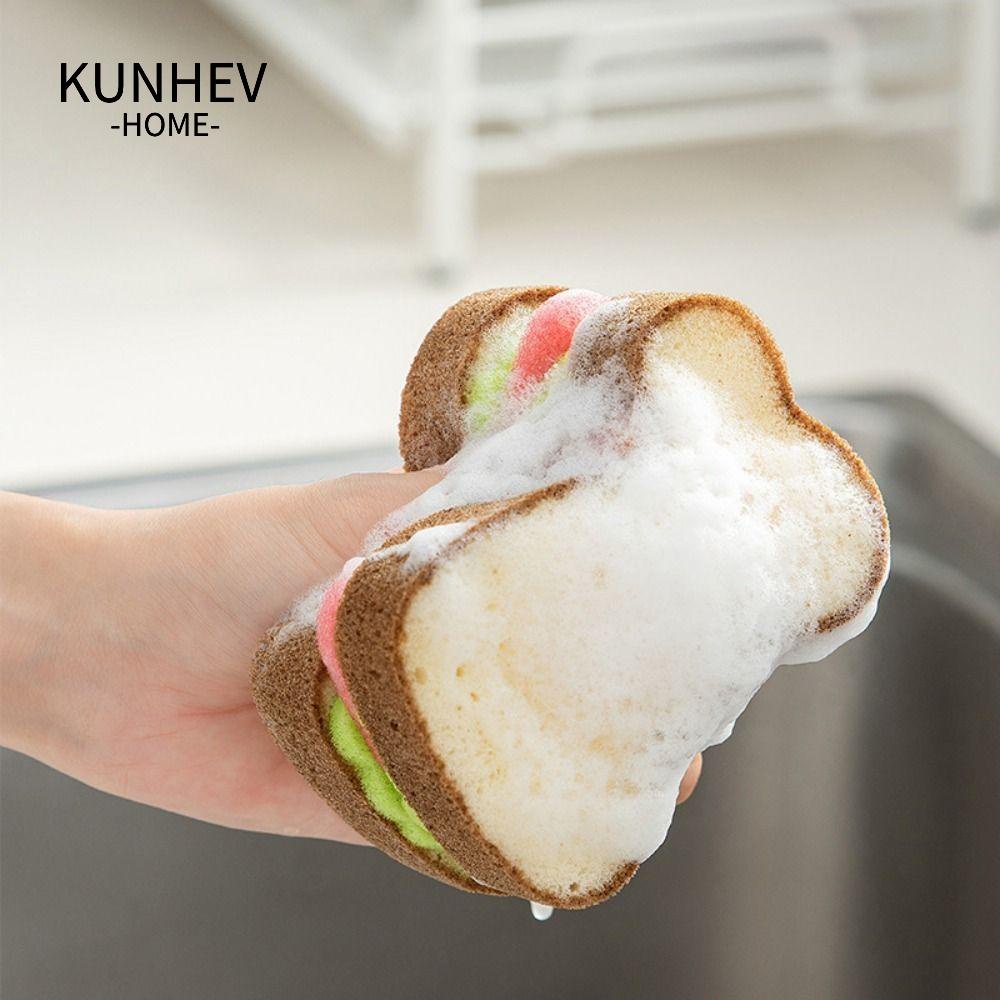 KUNHEV Mút Rửa Chén Hình Bánh Sandwich Có Thể Giặt Sạch Tiện Dụng