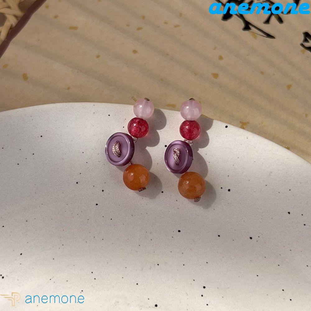 Khuyên Tai Dạng Vòng Xỏ Hạt Nhiều Màu Phong Cách Bohemia Cổ Điển