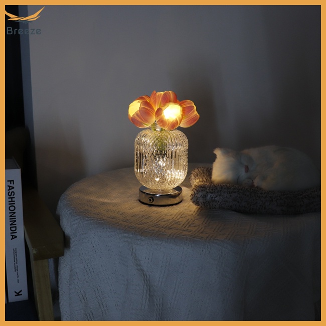 Đèn Ngủ Led 1.2w Hình Hoa Tulip Có Thể Sạc Lại Trang Trí Nhà Cửa