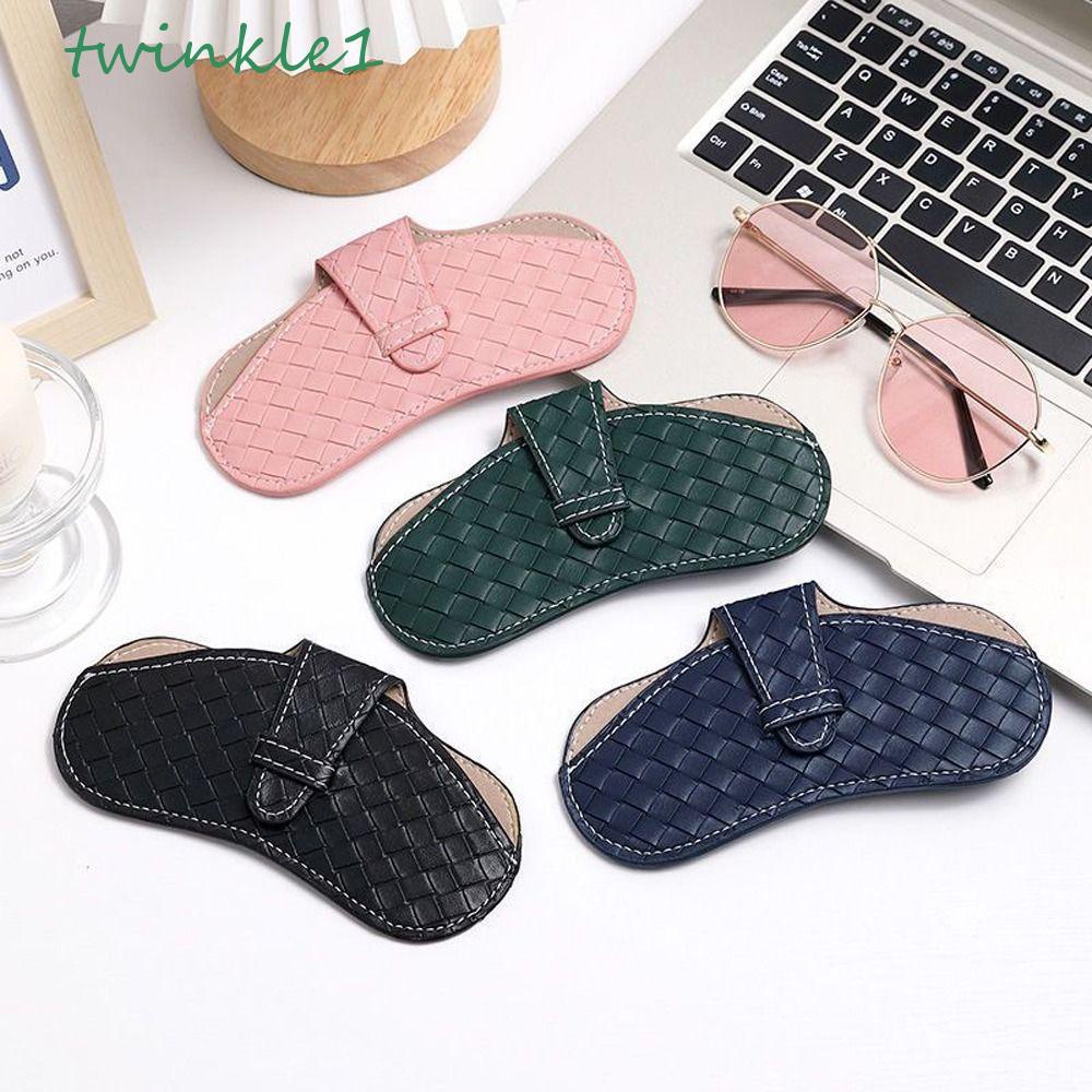 Giá Đỡ Mắt Kính Bằng Da PU Họa Tiết Sọc Dệt Chống Nước Phong Cách Thanh Lịch Cho Học Sinh