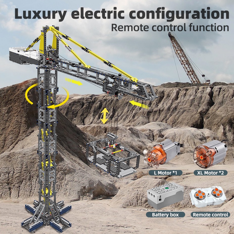 Đồ chơi Lắp ráp Mô hình MOULD KING 17004 Motor Control Tower Crane Building Block