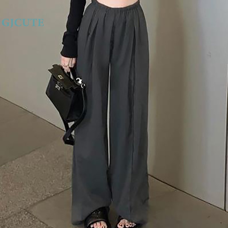 Quần Kaki Ống Rộng Phong Cách Languid Thời Trang Xuân Thu Cho Nữ