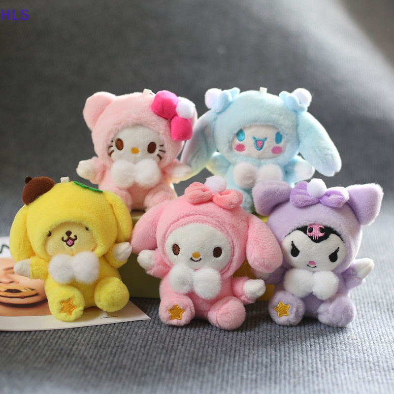 1 Thú Nhồi Bông Hình Mèo Kitty Kuromi Melody Cinnamoroll Kích Thước 12cm
