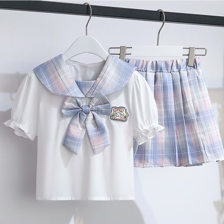 15-55Kg bé gái đại học jk phù hợp với gió phù hợp với trẻ em trung và lớn váy mùa hè thắt nơ trẻ em Xingdailu thời trang