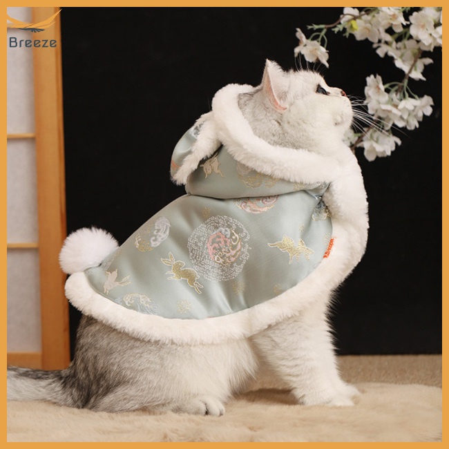 Áo Choàng Hai Lớp Bằng Vải Flannel Dày Dặn Giữ Ấm Có Nút Dành Cho Thú Cưng