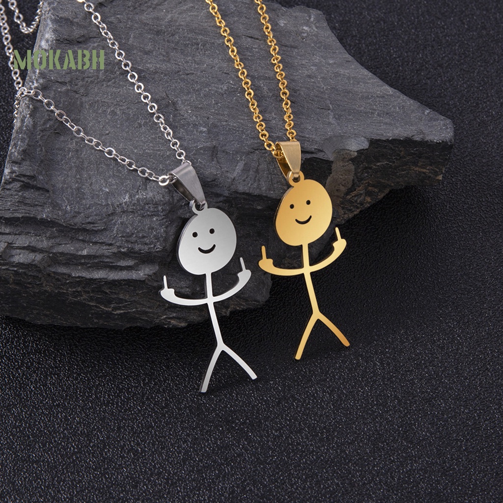 Vòng cổ Bằng Thép Không Gỉ Mạ Điện Họa Tiết Hình Học Vui Nhộn Thời Trang Cho Nam Và Nữ