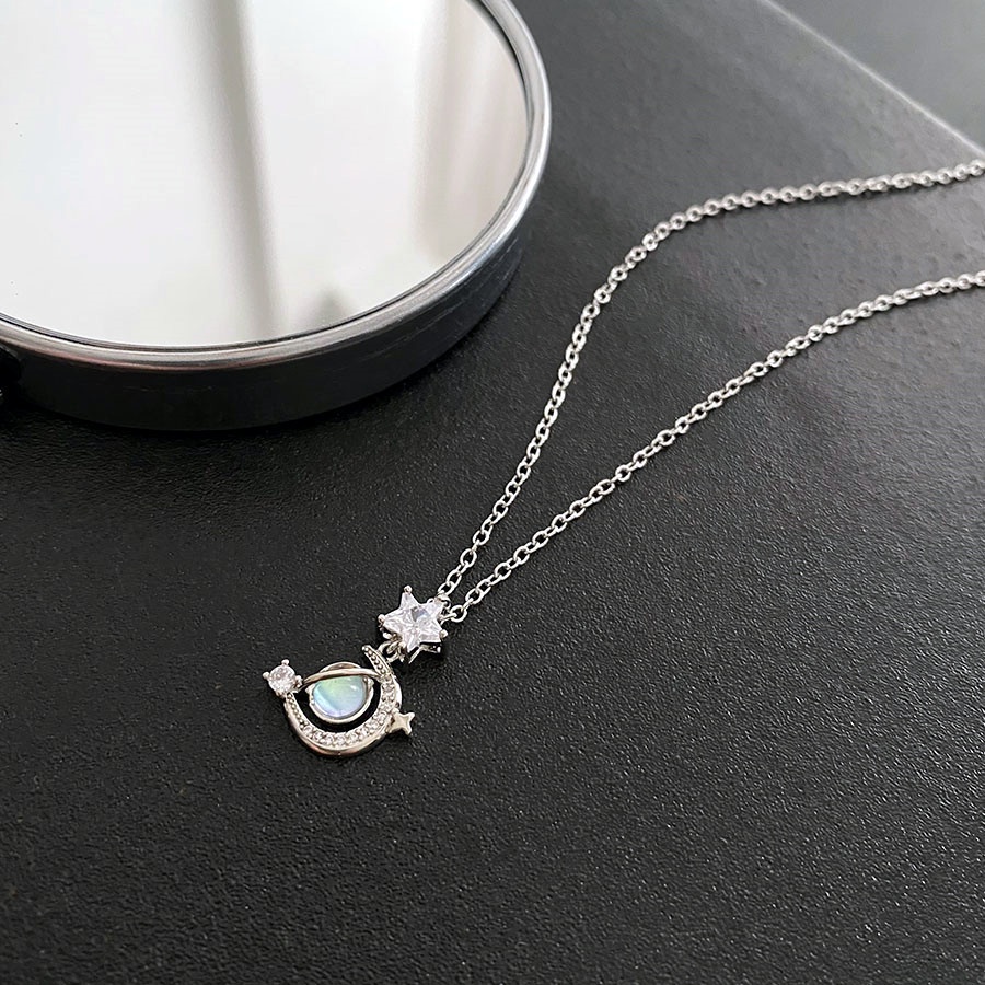 Dây Chuyền Mặt Hình Ngôi Sao / Mặt Trăng Đính Đá Zircon Lấp Lánh Sang Trọng Thời Trang Cho Nữ