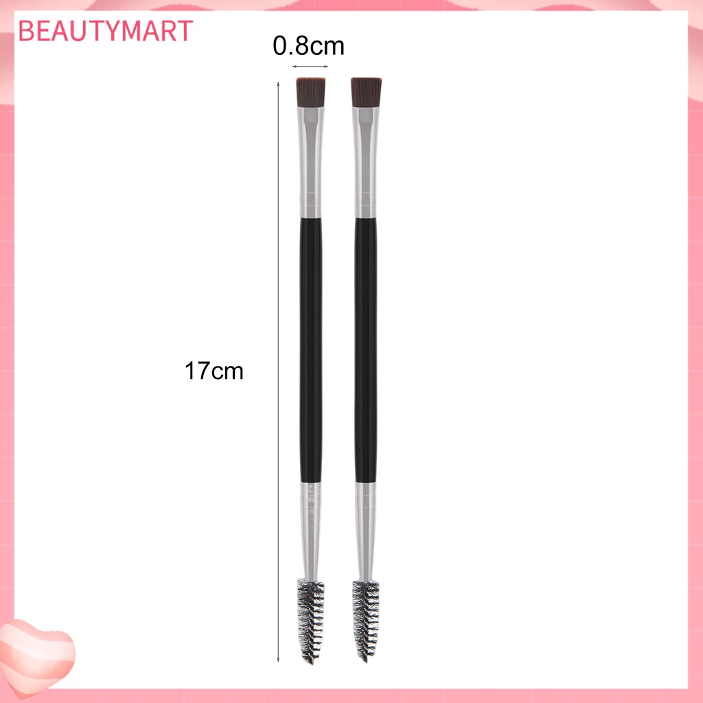 Set 2 Cọ Trang Điểm Lông Mi Thiết Kế Xoắn Ốc Màu Bạc / Đen Thiết Kế Tay Cầm Bằng Gỗ Tiện Lợi Dành Cho Nữ