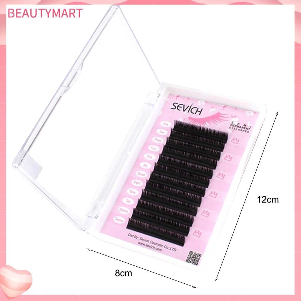 SEVICH Hộp 12 Lông Mi Giả Hình Tròn Bằng Sợi Tổng Hợp Dùng Trang Điểm