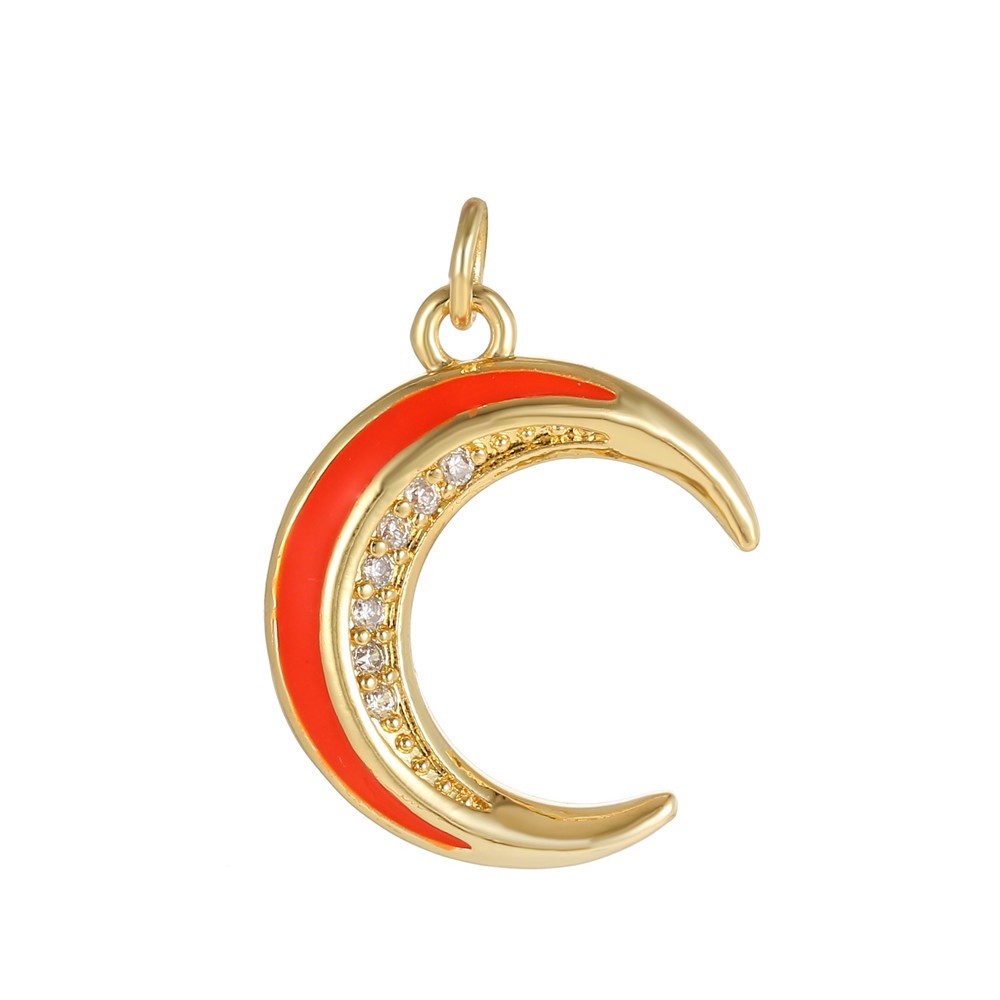 Mặt Dây Chuyền Mạ Vàng Đính Đá Zircon Hình Mặt Trăng Nhỏ Bảo Quản Trang Sức Thủ Công DIY