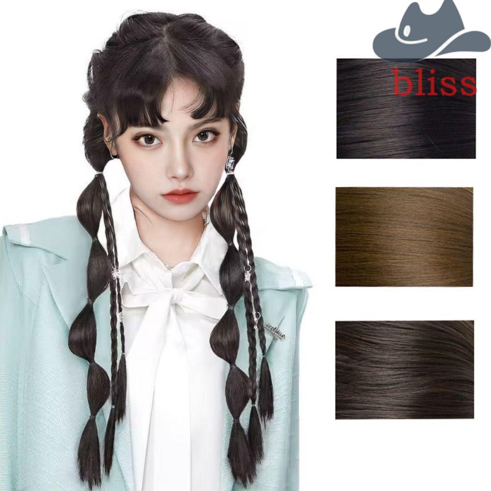 Tóc Giả Thắt Bím Đuôi Ngựa Bằng Sợi Tổng Hợp Màu Nâu / Đen Kháng Nhiệt Y2K