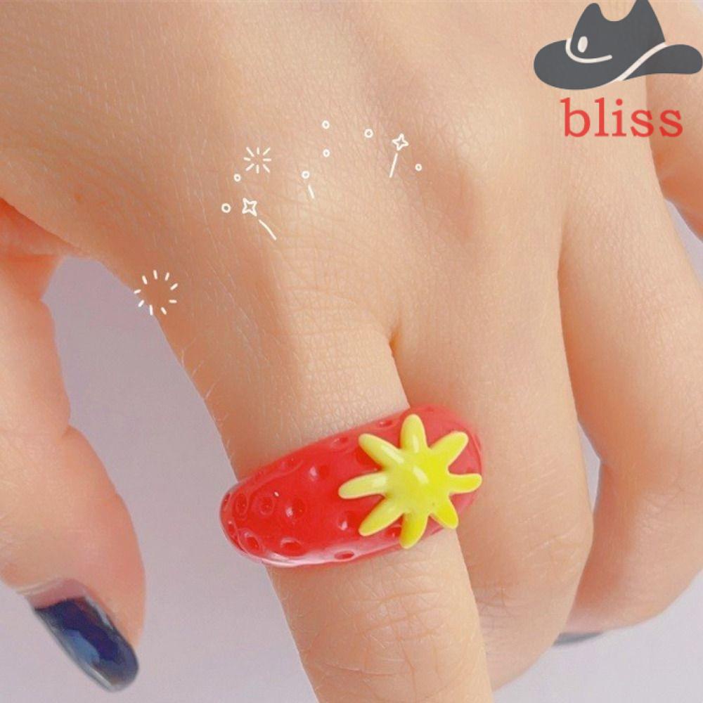 Nhẫn Đeo Lưỡi Bằng Kim Loại Hình Quả Dâu Sáng Tạo Dễ Thương