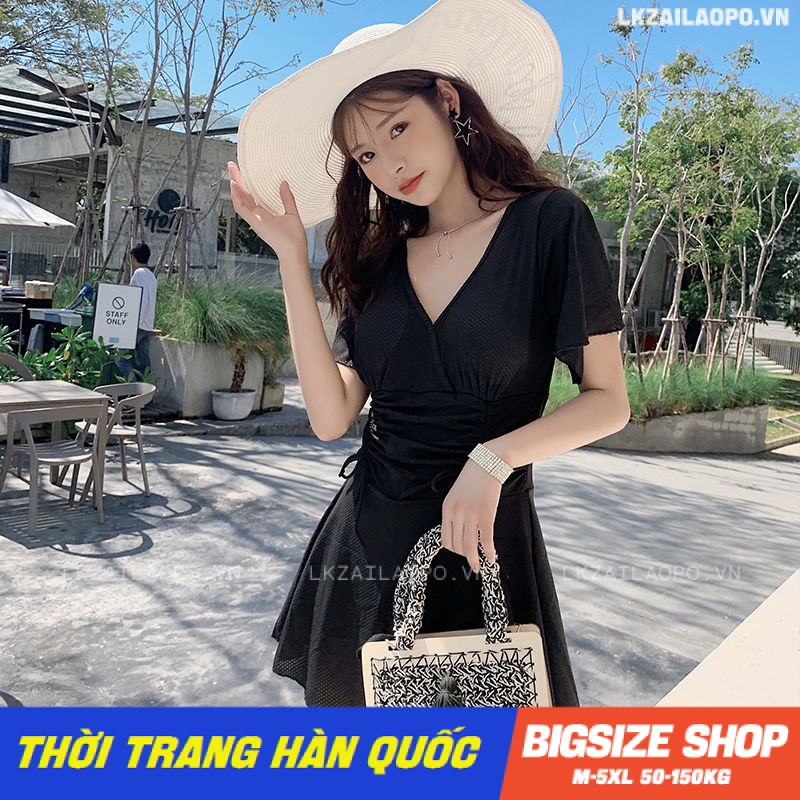 đồ bơi nữ Bigsize Bikini Áo tắm kín đáo liền thân cổ chữ v dáng suông mùa hè Phong cách Hàn Quốc Thời Trang tiểu thư cá tính xinh đẹp bigsizegiaree