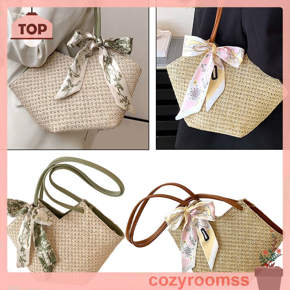 Túi Xách Đan Mây Thủ Công Màu Trơn Đựng Điện Thoại Phong Cách Boho Cho Nữ