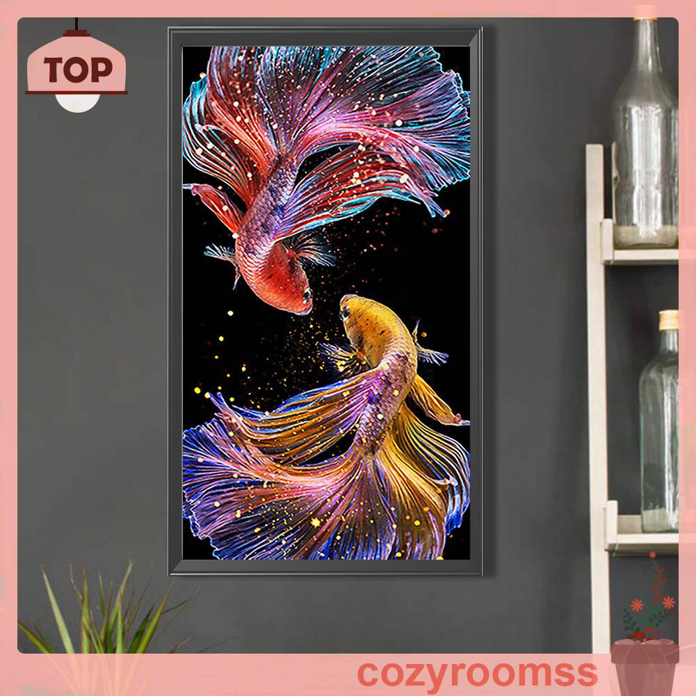 Tranh Đính Đá 5D Tự Làm Hình Cá Koi Trang Trí Nhà Cửa