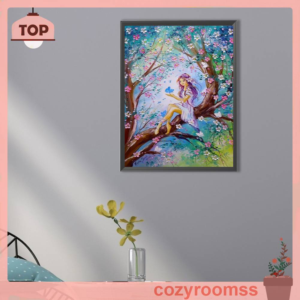 Bộ Tranh Đính Đá 5D Tự Làm Toàn Diện Hình Nàng Tiên Trang Trí Nhà Cửa
