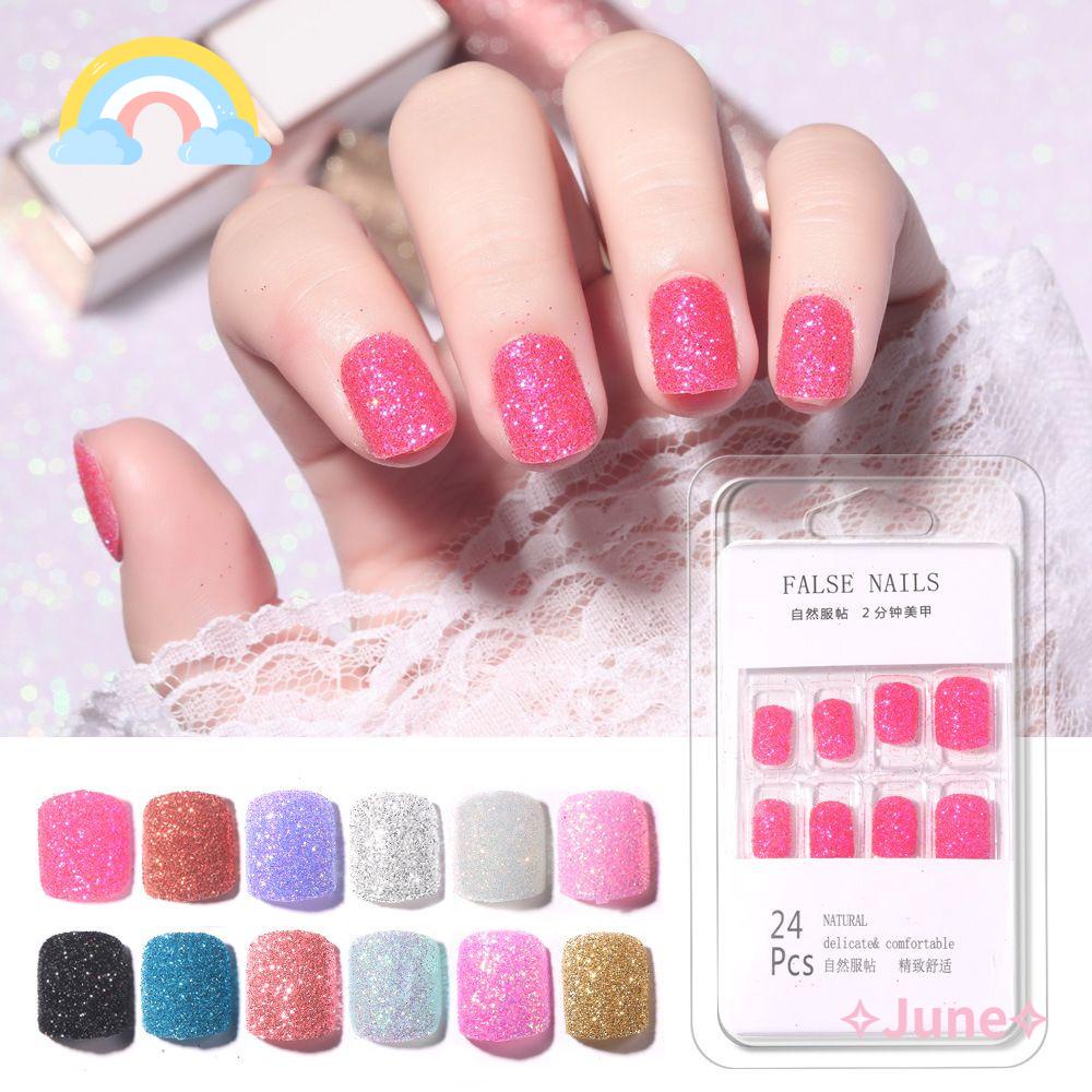 JUNE Set 24 Móng Tay Giả Có Thể Tái Sử Dụng