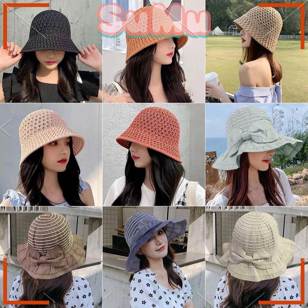SUMU Mũ Bucket Chống Nắng Thoáng Khí Màu Sắc Tinh Khiết Thời Trang Đi Biển Cho Nam Và