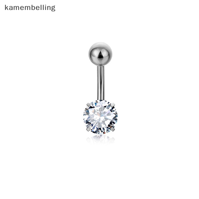 Kamembelling Khuyên Rốn Đính Đá Zircon Vuông Tròn Bằng Thép Không Gỉ Trang Sức Múa Bụng Cổ Điển
