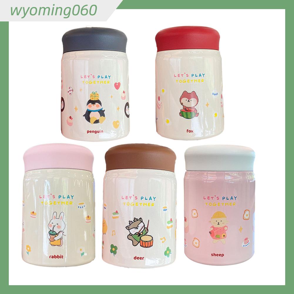 Wyoming060 Bình đựng thức ăn chân không cách nhiệt bằng thép gỉ 320ml có nắp đậy cho chai di động hoạt hình ngoài trời