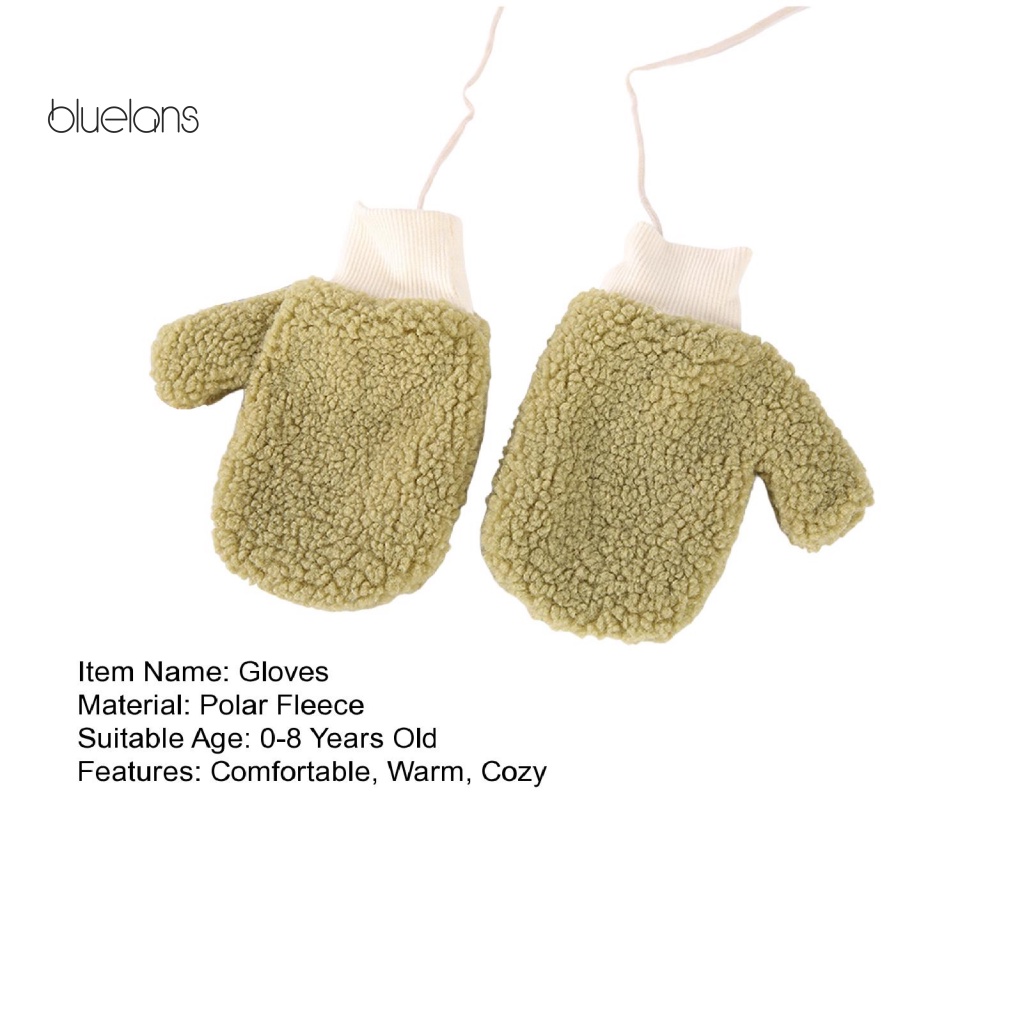 1 Đôi Găng Tay Lông Nhung Mềm Mại Dày Dặn Giữ Ấm Ngón Tay / Cổ Có Thể Giặt Sạch Cho Trẻ Em