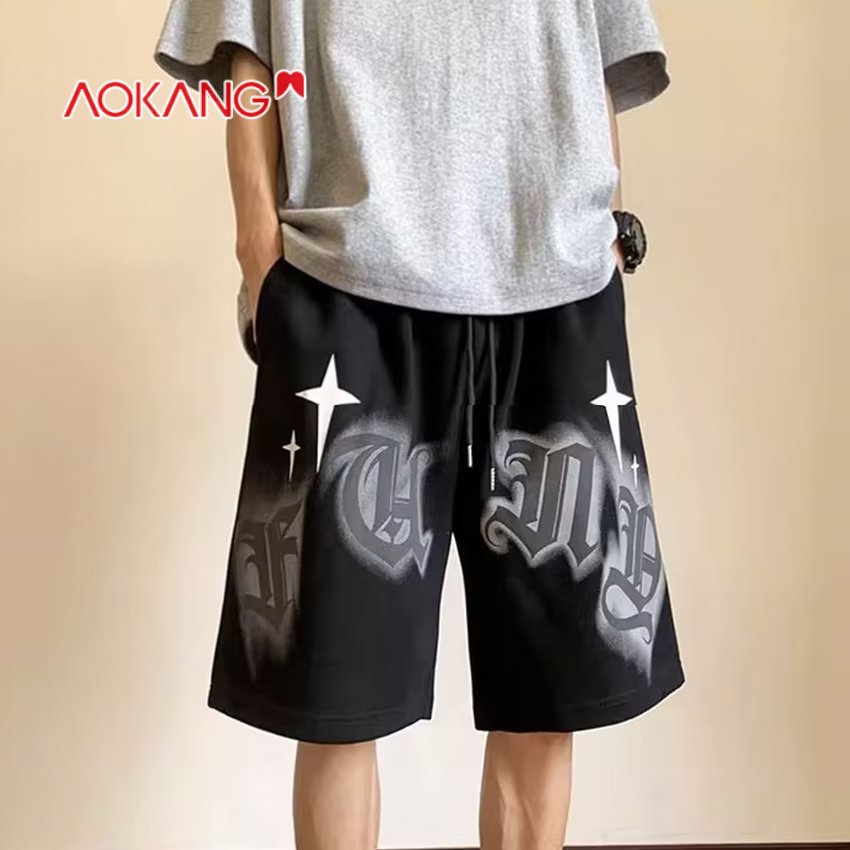 Quần short AOKANG ống rộng in họa tiết phong cách thể thao thời trang mùa hè dành cho nam