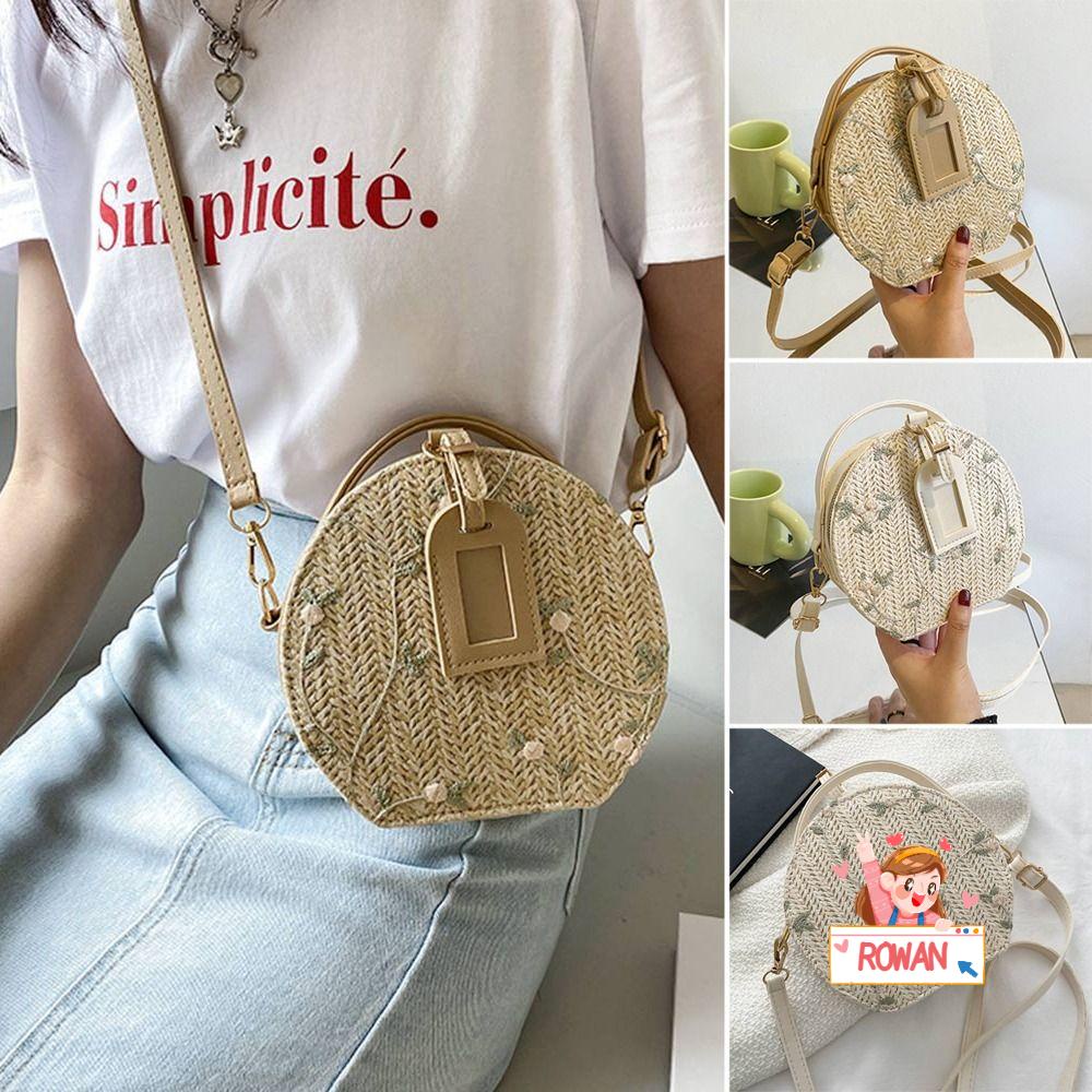 ROWANS Túi Cói Tròn Nhỏ Xinh Đeo Vai Thời Trang Cho Nữ
