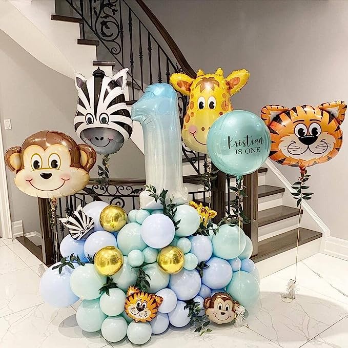 Set 5 / 6 Bong Bóng Lá Nhôm Hình Động Vật Hoang Dã Trang Trí Tiệc Sinh Nhật Cho Bé