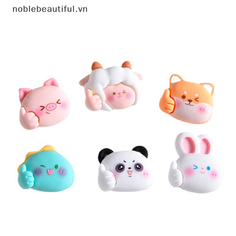 [noblebeautiful] Set 10 Tượng Động Vật Hoạt Hình Mini Bằng Nhựa Resin Trang Trí Điện Thoại / Bánh Kem DIY
